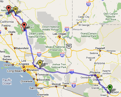  Tucson - Banning - Mammoth Lakes - Yosemite 